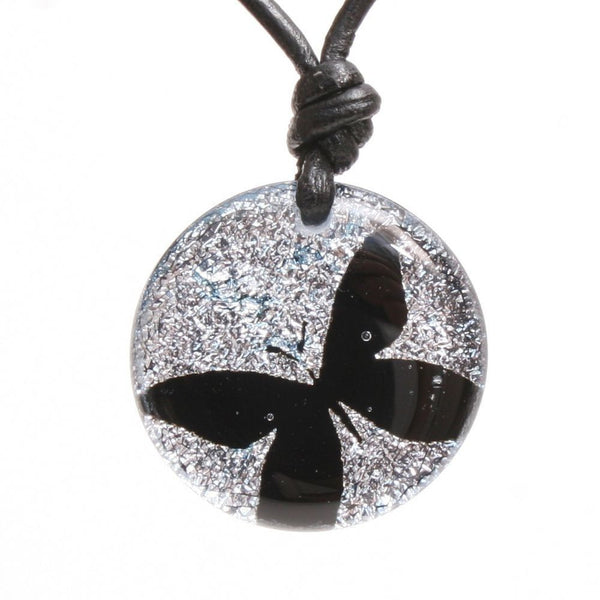 Beautiful Butterfly Dichroic Glass Pendant Silver Necklace - Zulasurfing Jewelry
 - 2