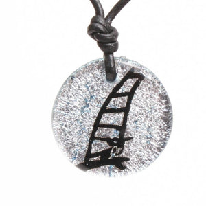 Surfer Necklace with Dichroic Glass Windsurfing Sail and Board Pendant - Zulasurfing Jewelry
 - 1
