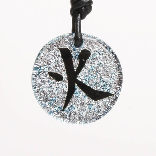 Dichroic Glass Pendant Chinese Fire Character Symbol - Zulasurfing Jewelry
 - 1