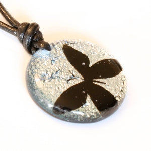 Beautiful Butterfly Dichroic Glass Pendant Silver Necklace - Zulasurfing Jewelry
 - 3