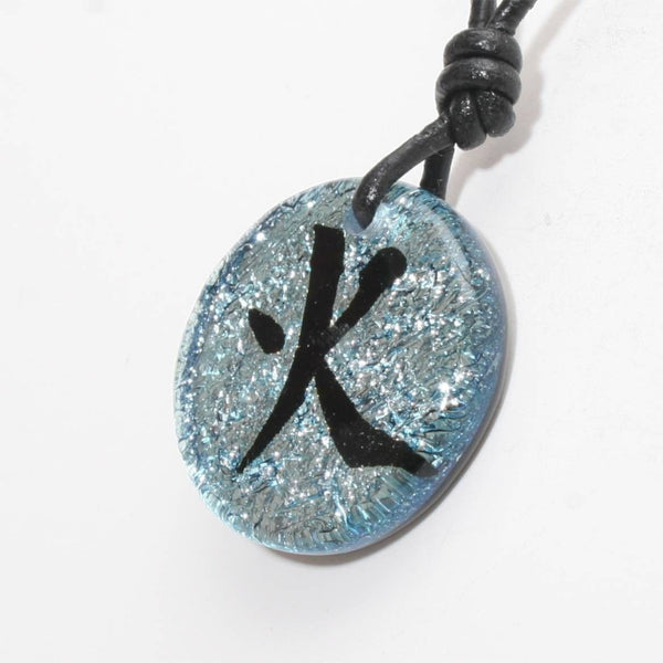 Dichroic Glass Pendant Chinese Fire Character Symbol - Zulasurfing Jewelry
 - 2