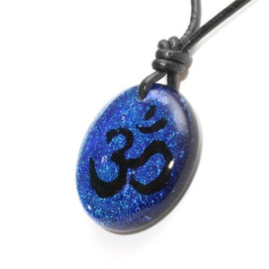 Dichroic Glass pendant OM Aum Yoga Reiki pendant Ohm - Zulasurfing Jewelry
 - 2