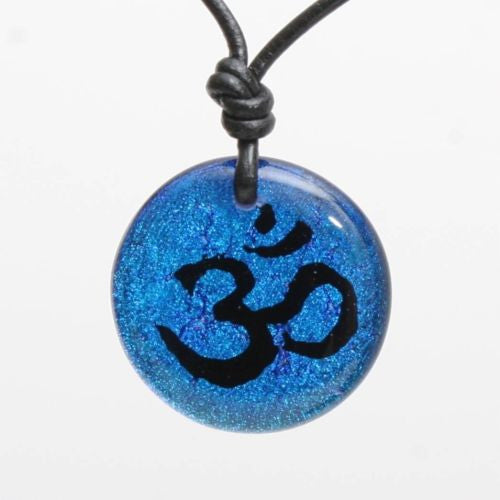 Dichroic Glass pendant OM Aum Yoga Reiki pendant Ohm - Zulasurfing Jewelry
 - 1