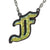 F Initial letter Necklace Old English Font Gold color Fused Dichroic Glass on Stainless Steel base