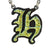 Initial letter Necklace H Old English Font Gold color Fused Dichroic Glass on a Stainless Steel base