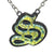 Initial letter Necklace S Old English Font Gold color Fused Dichroic Glass on a Stainless Steel base