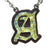 Initial letter Necklace A Old English Font Gold color Fused Dichroic Glass on a Stainless Steel base