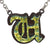 Initial letter Necklace U Old English Font Gold color Fused Dichroic Glass on a Stainless Steel base