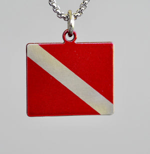 Scuba Necklace Gift / Diver down flag Necklace / Ocean jewelry fused Glass Handmade by ZulaSurfing studios