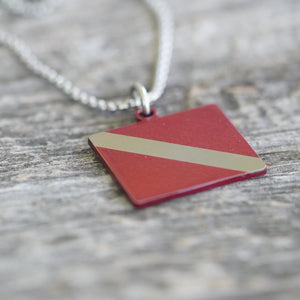 Scuba Necklace Gift / Diver down flag Necklace / Ocean jewelry fused Glass Handmade by ZulaSurfing studios