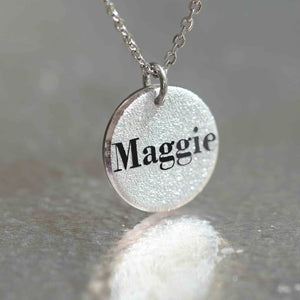 Name Necklace personalized jewelry Dichroic Glass Silver Color Pendant