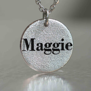 Name Necklace personalized jewelry Dichroic Glass Silver Color Pendant