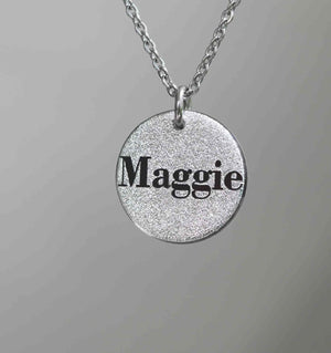 Name Necklace personalized jewelry Dichroic Glass Silver Color Pendant