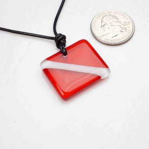 Scuba Necklace Gift / Diver down flag Necklace / Ocean jewelry fused Glass Handmade by ZulaSurfing studios