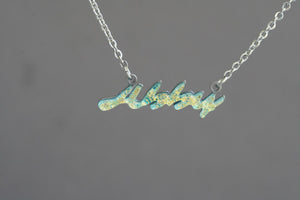 Name Necklace personalized in fused glass with stainless steel base