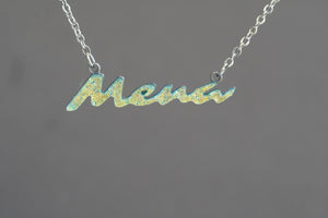 Name Necklace personalized in fused glass with stainless steel base