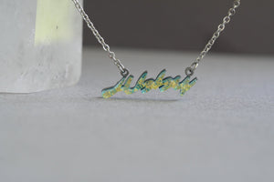 Name Necklace personalized in fused glass with stainless steel base