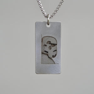 Stormtrooper helmat necklace laser engraved 3d design stainless steel pendant handmade in usa