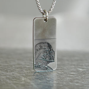 Darth Vader Helmet Necklace laser engraved 3d design stainless steel pendant Handmade in USA