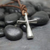 Handcrafted Pewter Cross Necklace Religious Mens Jewelry Premium Leather Cord Design Christian Faith Collection Adjustable Length Pendant Traditional Sacred Symbol Perfect Father Gift Special Occasion Present Meaningful Religious Accessory