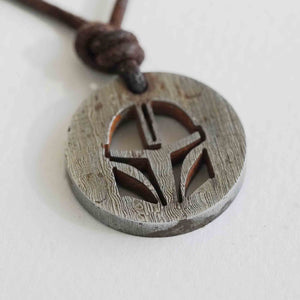 Mandalorian Necklace Damascus Steel Pendant