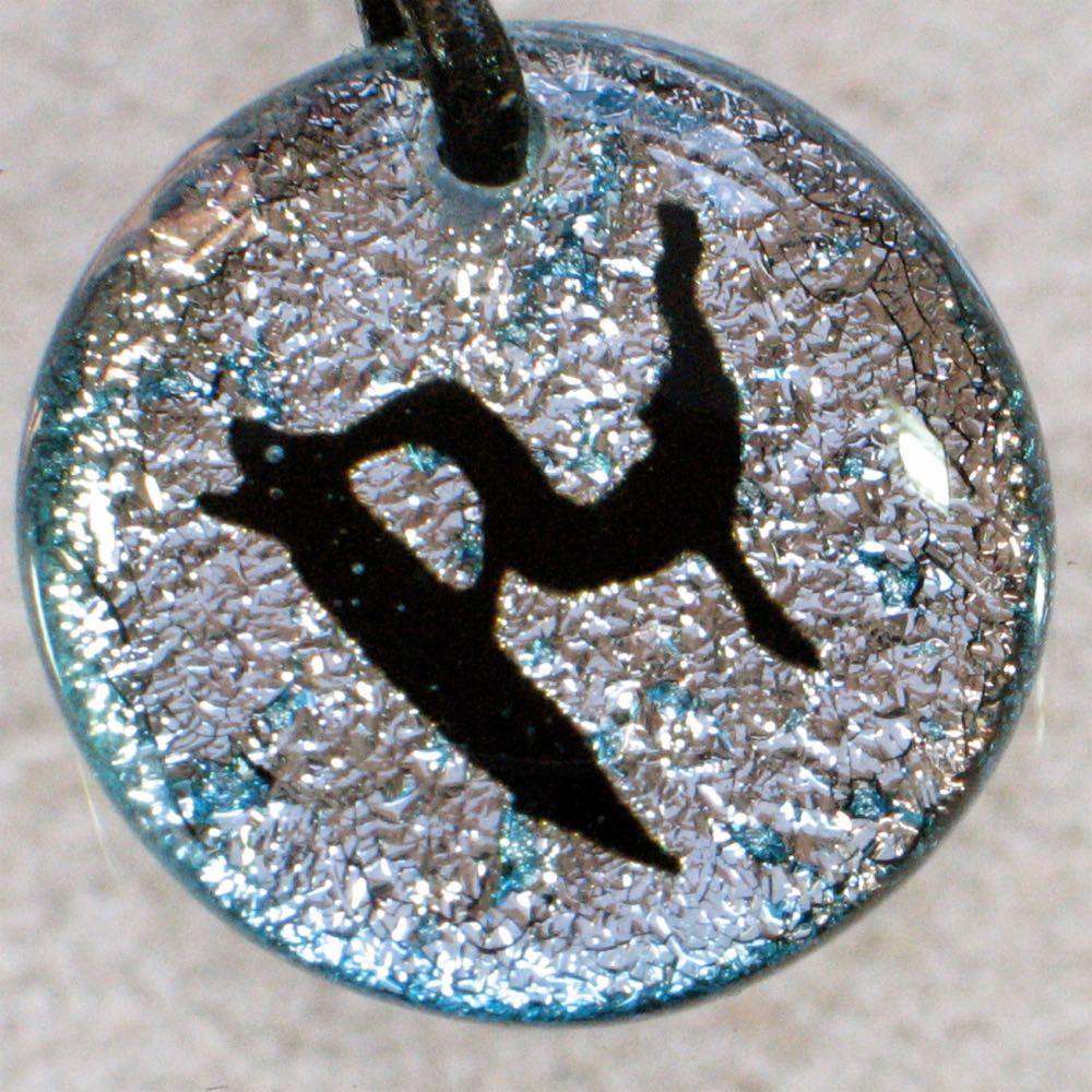 Surfer Necklace with blue Dichroic glass Pendant - Zulasurfing Jewelry
 - 3