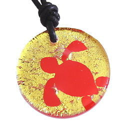 Hawaiian Sea Turtle Dichroic Glass Pendant - Zulasurfing Jewelry
