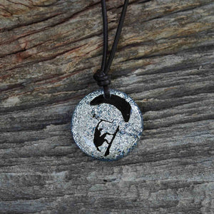 Kiteboarding Necklace Kitesurfing Jewelry Silver Color Dichroic Glass Pendant