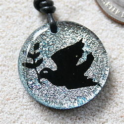 Silver Dichroic Glass Judaica Dove Pendant Jewelry - Zulasurfing Jewelry
