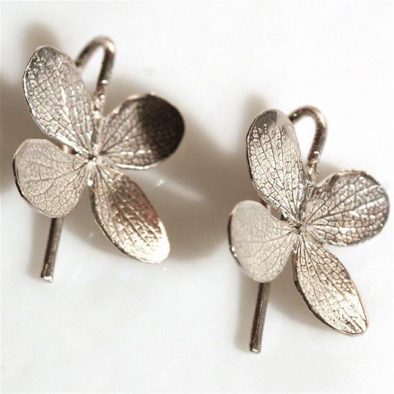 Sterling Silver 4 leaf flower Dangle Earrings - Zulasurfing Jewelry
 - 1