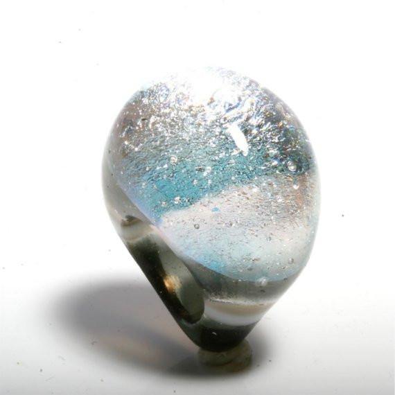 Outragous Dichroic Silver Color Glass ring size 4.5 - Zulasurfing Jewelry
 - 3
