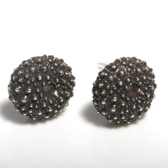 Sterling Silver Baby sea urchin earrings - Zulasurfing Jewelry
 - 1