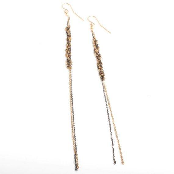 Delicate Antiqued silver and Gold filled Crochet earrings - Zulasurfing Jewelry
 - 2