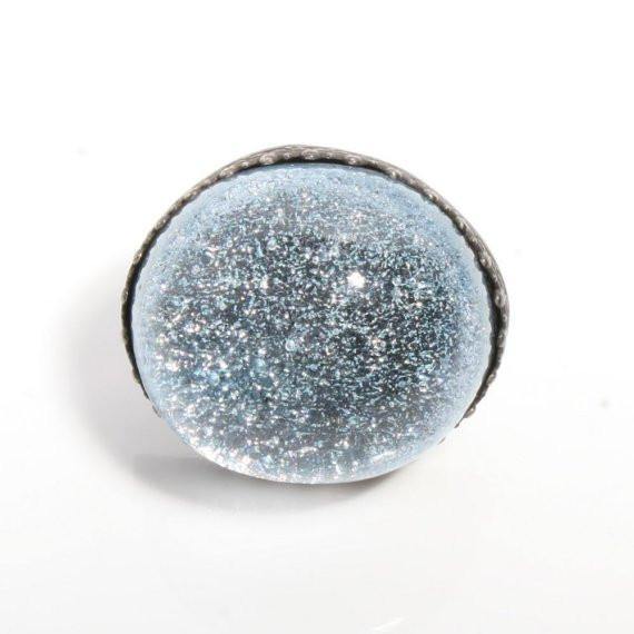 Larger than life Dichroic glass in Sterling silver cocktail ring - Zulasurfing Jewelry
 - 2