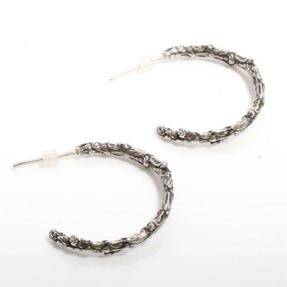 Organic Sterling Silver Bush Branch Hoop Earrings - Zulasurfing Jewelry
 - 1