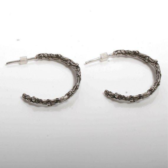 Organic Sterling Silver Bush Branch Hoop Earrings - Zulasurfing Jewelry
 - 2