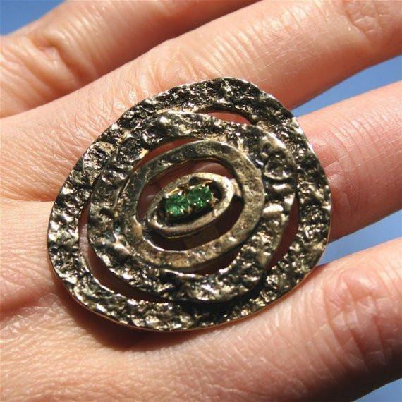 Swarovski crystal ring brass vintage style - Zulasurfing Jewelry
 - 2