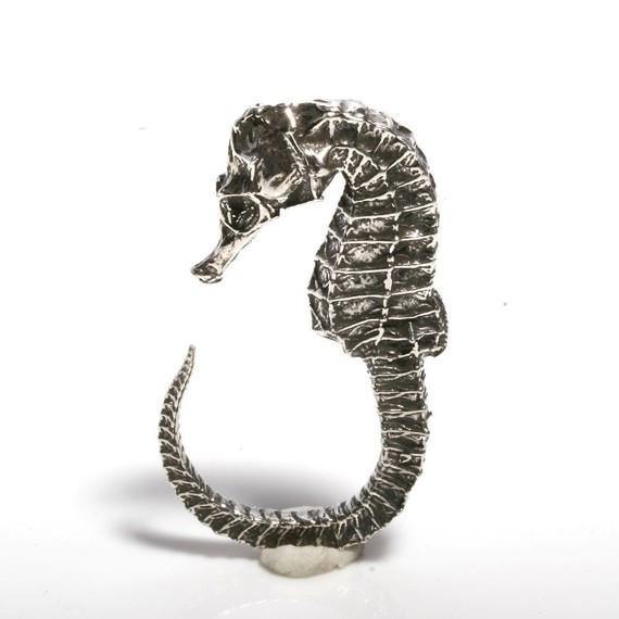 Sterling silver seahorse ring size 5-6.5 - Zulasurfing Jewelry
 - 1