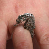 Seahorse ring Sterling Silver with Diamonds eyes - Zulasurfing Jewelry
 - 5