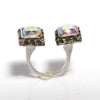 Square and Swarovski crystal ring - Zulasurfing Jewelry
 - 1