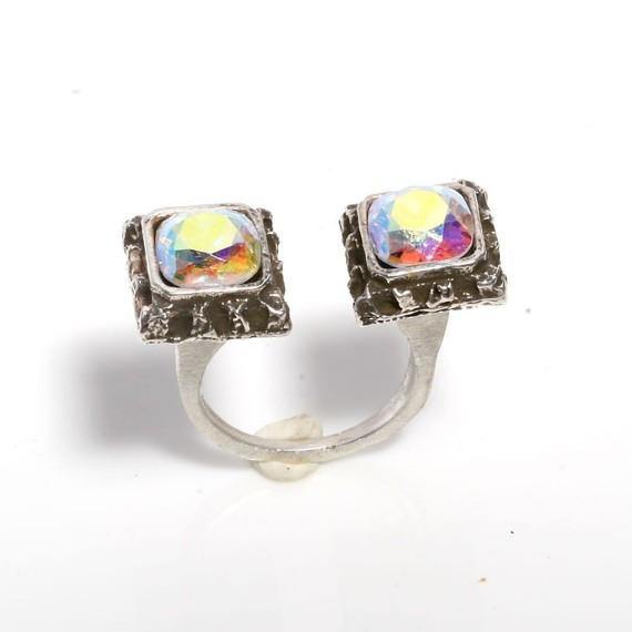 Square and Swarovski crystal ring - Zulasurfing Jewelry
 - 2