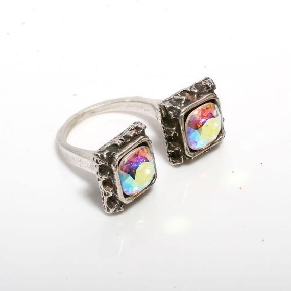 Square and Swarovski crystal ring - Zulasurfing Jewelry
 - 3