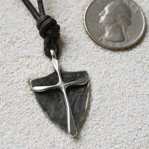 Surfer Necklace with silver Mens Cross Pendant 
