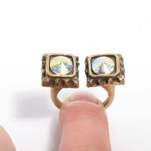 Antique style Single finger Brass swarovski crystal ring - Zulasurfing Jewelry
 - 2