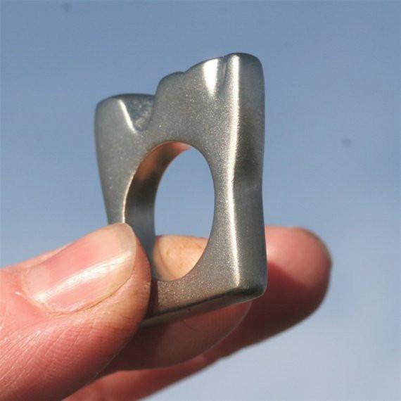 Hand carved ring Rhodium plated sterling silver crown ring size 5 by zulasurfing - Zulasurfing Jewelry
 - 1