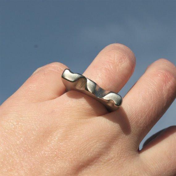 Hand carved ring Rhodium plated sterling silver crown ring size 5 by zulasurfing - Zulasurfing Jewelry
 - 2