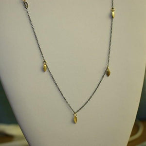 Blackened Silver Necklace with 18k Gold Vermeil Leaves - Zulasurfing Jewelry
 - 2