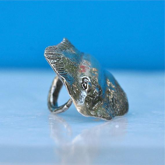 Manta Ray Sterling Silver Adjustable ring - Zulasurfing Jewelry
 - 4