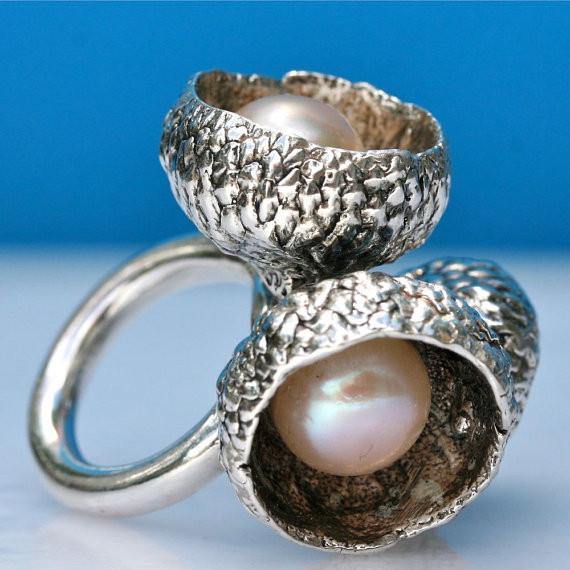 Exquisite Sterling silver & pearl acorn ring size 6.5 - Zulasurfing Jewelry
 - 3