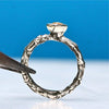Sterling silver bush branch ring & yellow rose cut diamond engagement ring - Zulasurfing Jewelry
 - 3